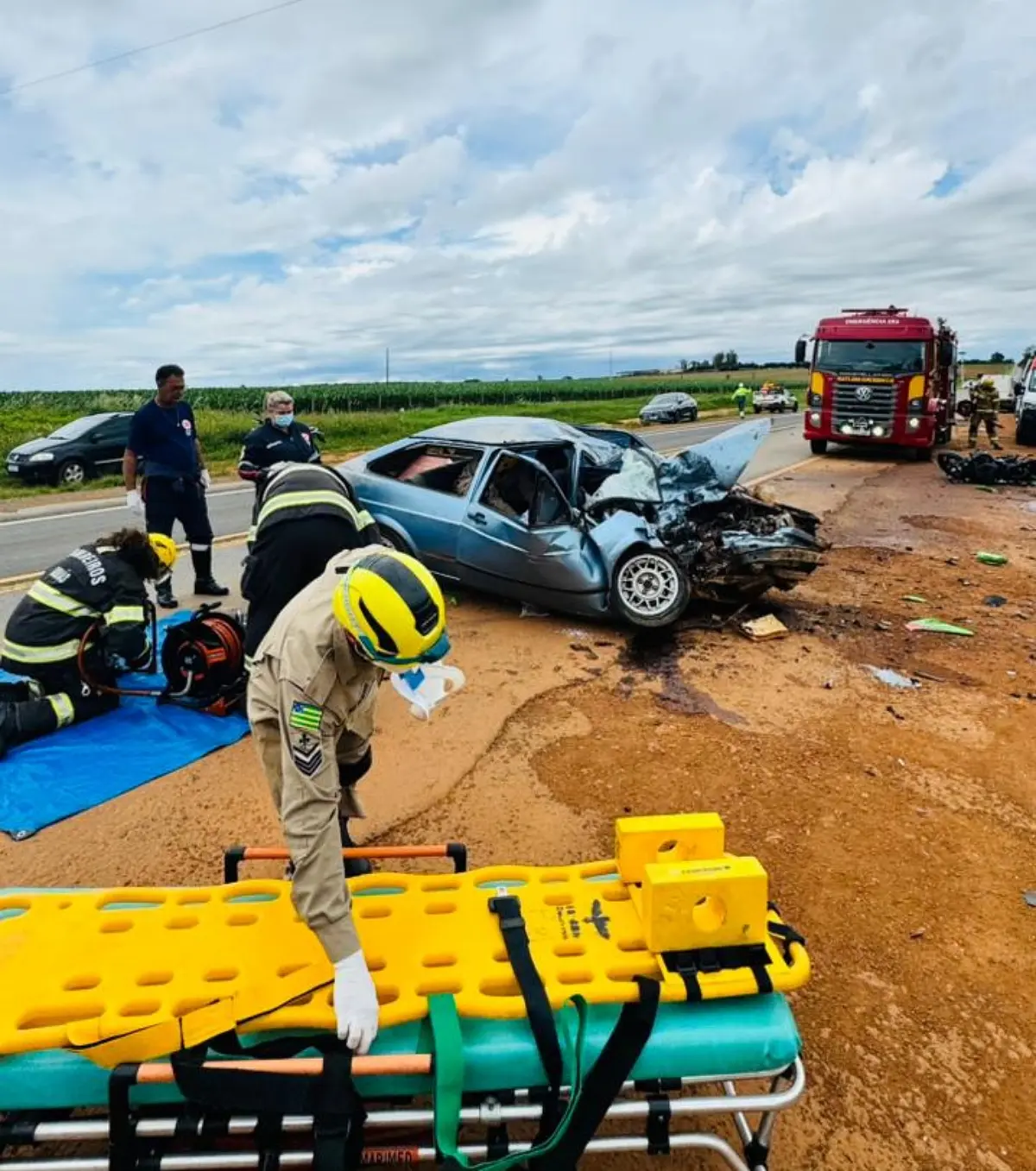 Duas pessoas morrem e idosa fica ferida em acidente na BR-414 em Abadiânia