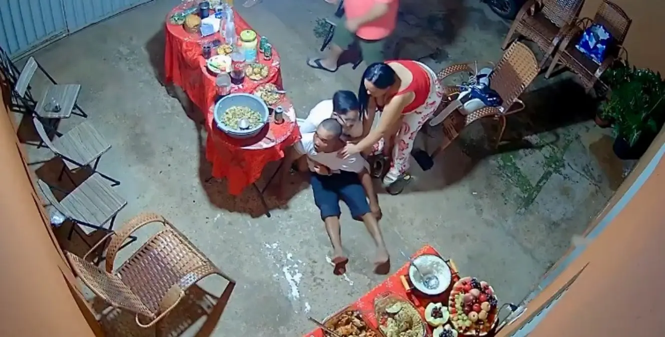 Enteado salva padrasto engasgado durante ceia de Natal em Goiânia; vídeo