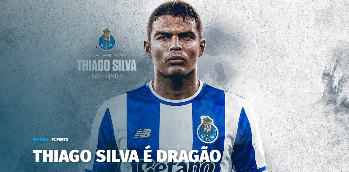 Presente de Natal: Porto anuncia a contratação do zagueiro Thiago Silva