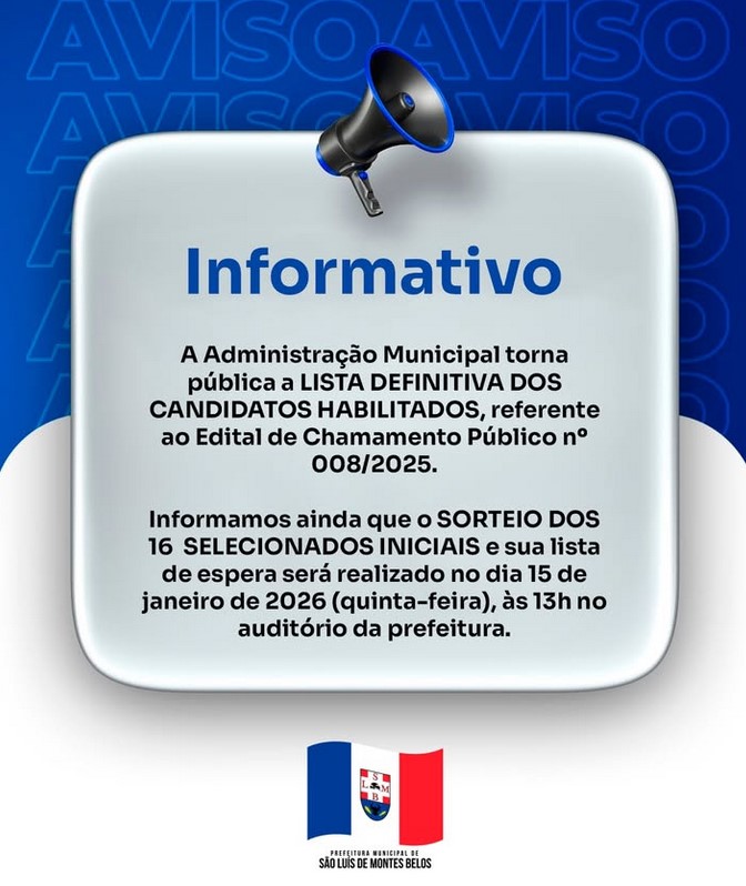 Prefeitura divulga lista definitiva de candidatos habilitados em edital