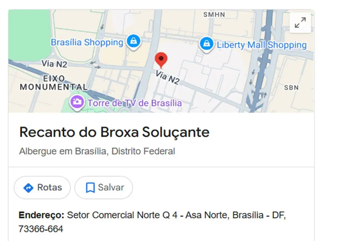 local no Google Maps perto da PF