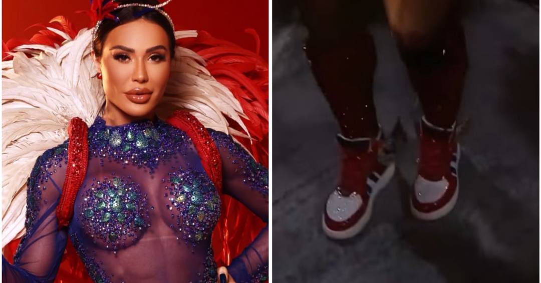 Gracyanne Barbosa desfila com tênis e quebra regra de rainha de bateria