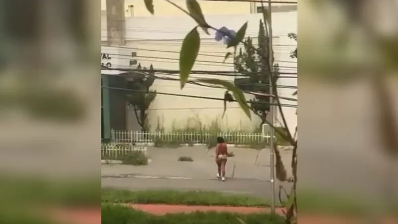 Moradores denunciam mulher em situação de rua que dança nua e agride pedestres em Goiânia