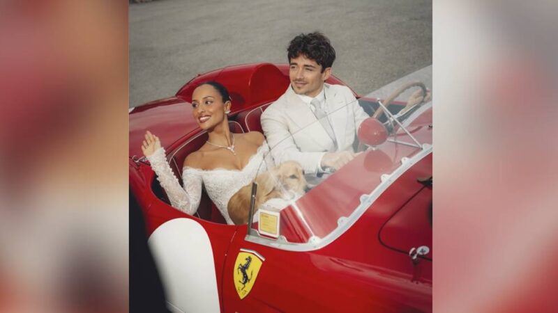 A forma de Charles Leclerc celebrar casamento com Alexandra Saint Mleux