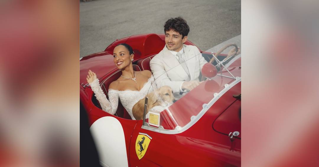 A forma de Charles Leclerc celebrar casamento com Alexandra Saint Mleux
