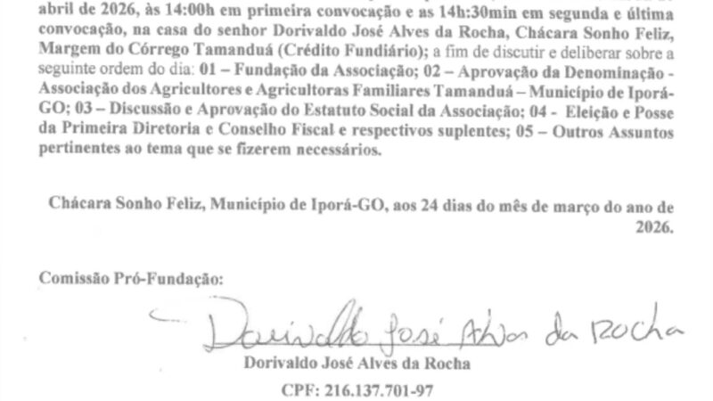 Edital anuncia criação de associação de produtores