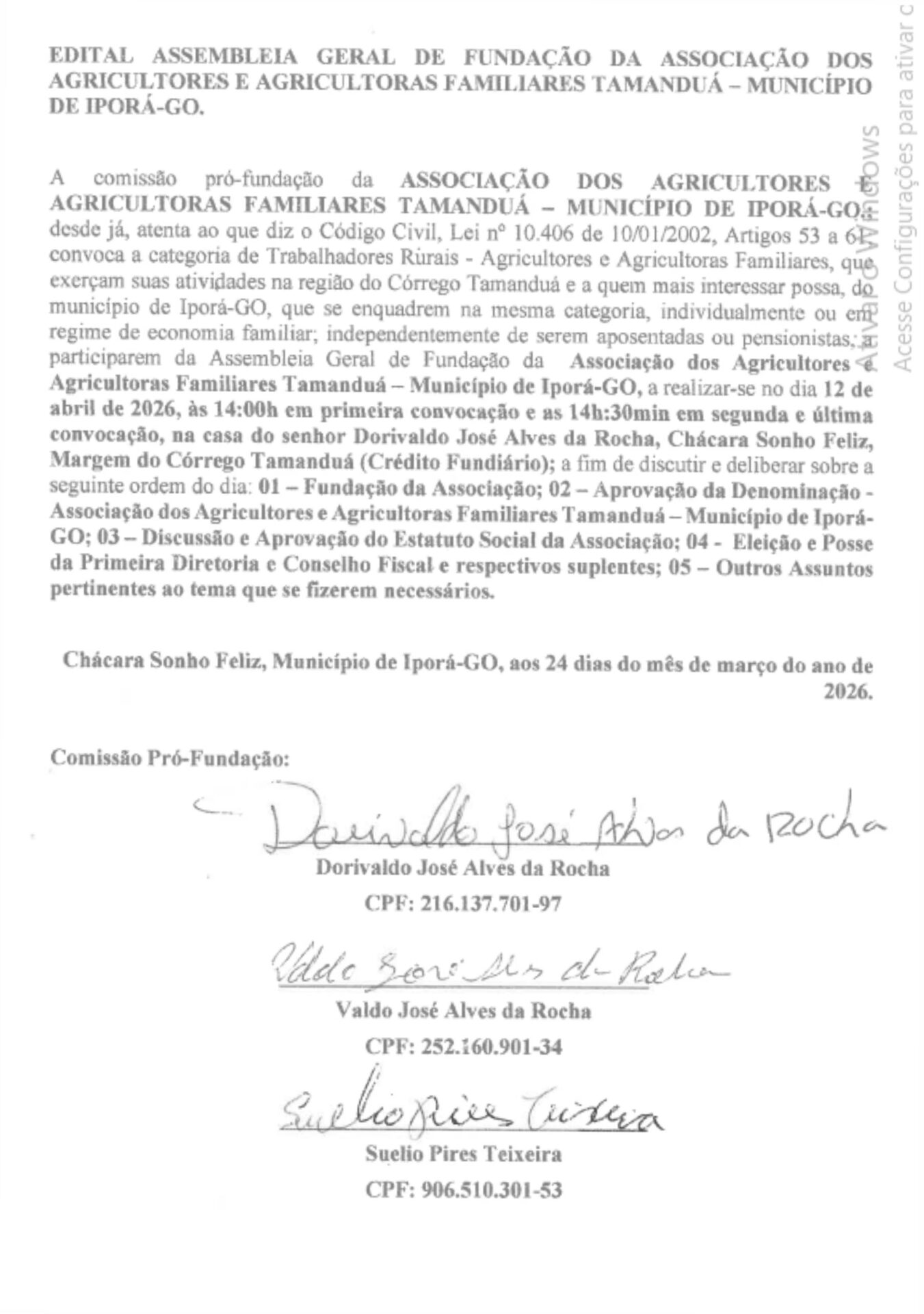 Edital anuncia criação de associação de produtores