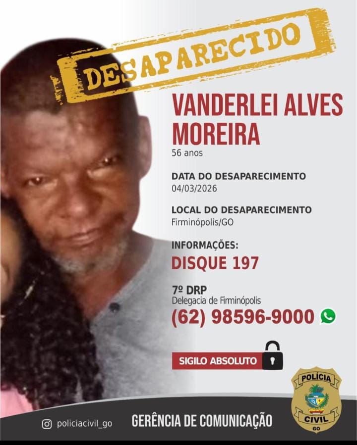 Homem de 56 anos de Firminópolis está desaparecido