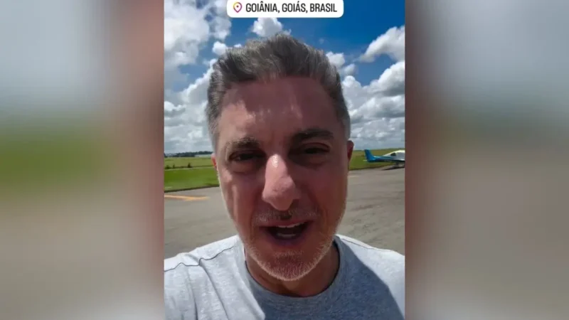 Luciano Huck chega em Goiânia para gravação: ‘adoro essa terra’