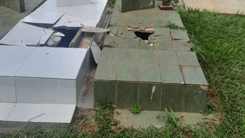 Morador de rua é preso após danificar dez túmulos no cemitério Santana, em Goiânia