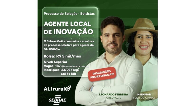 Sebrae prorroga inscrição para o Agente Local de Inovação