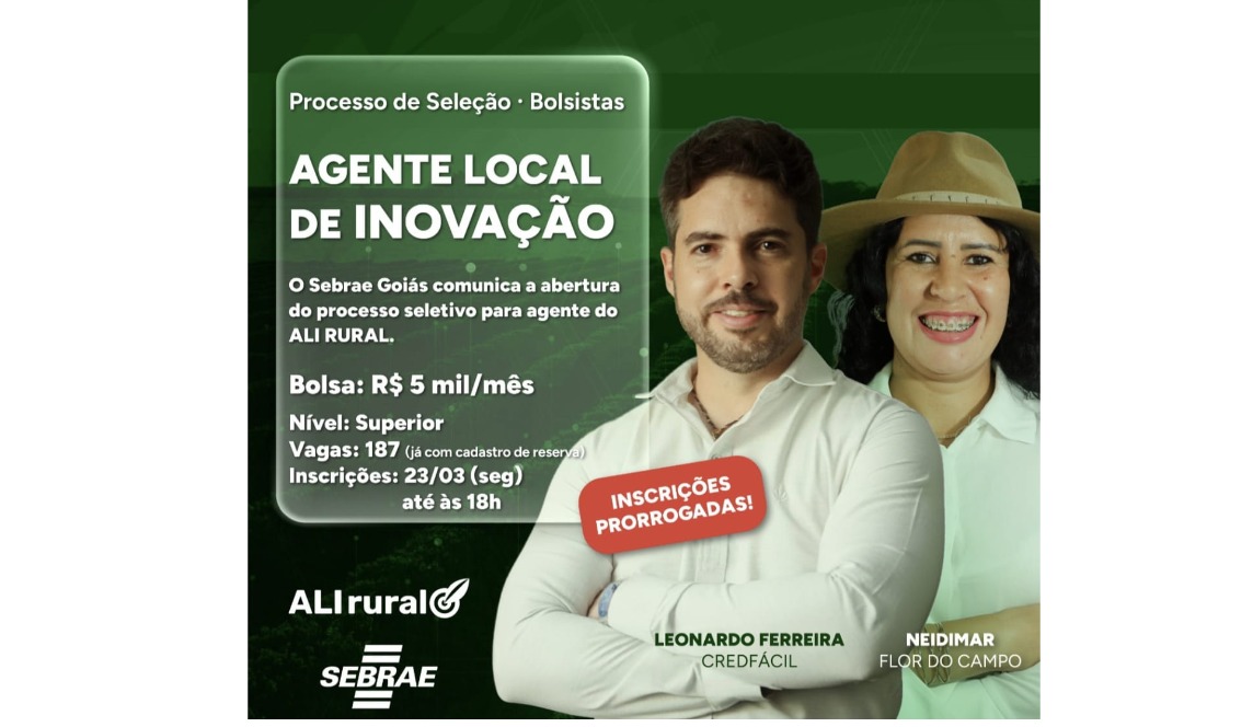 Sebrae prorroga inscrição para o Agente Local de Inovação