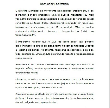 MDB de IPORÁ: Note de Oficial de Repúdio