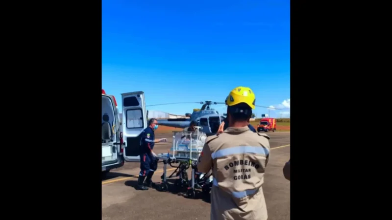 Bebê com dificuldade respiratória grave é transferido de Itaberaí para Goiânia de helicóptero