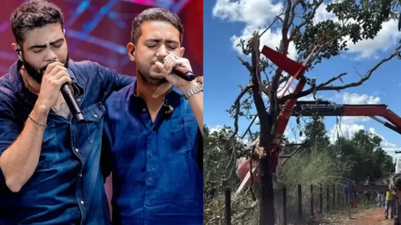 Helicóptero de Henrique e Juliano faz pouso de emergência