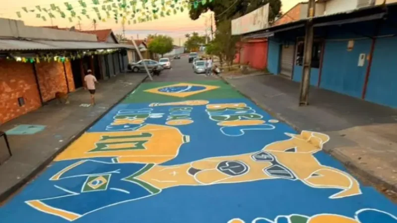 Rua da Vila Alzira ganha as cores da Copa: “Rumo ao hexa”