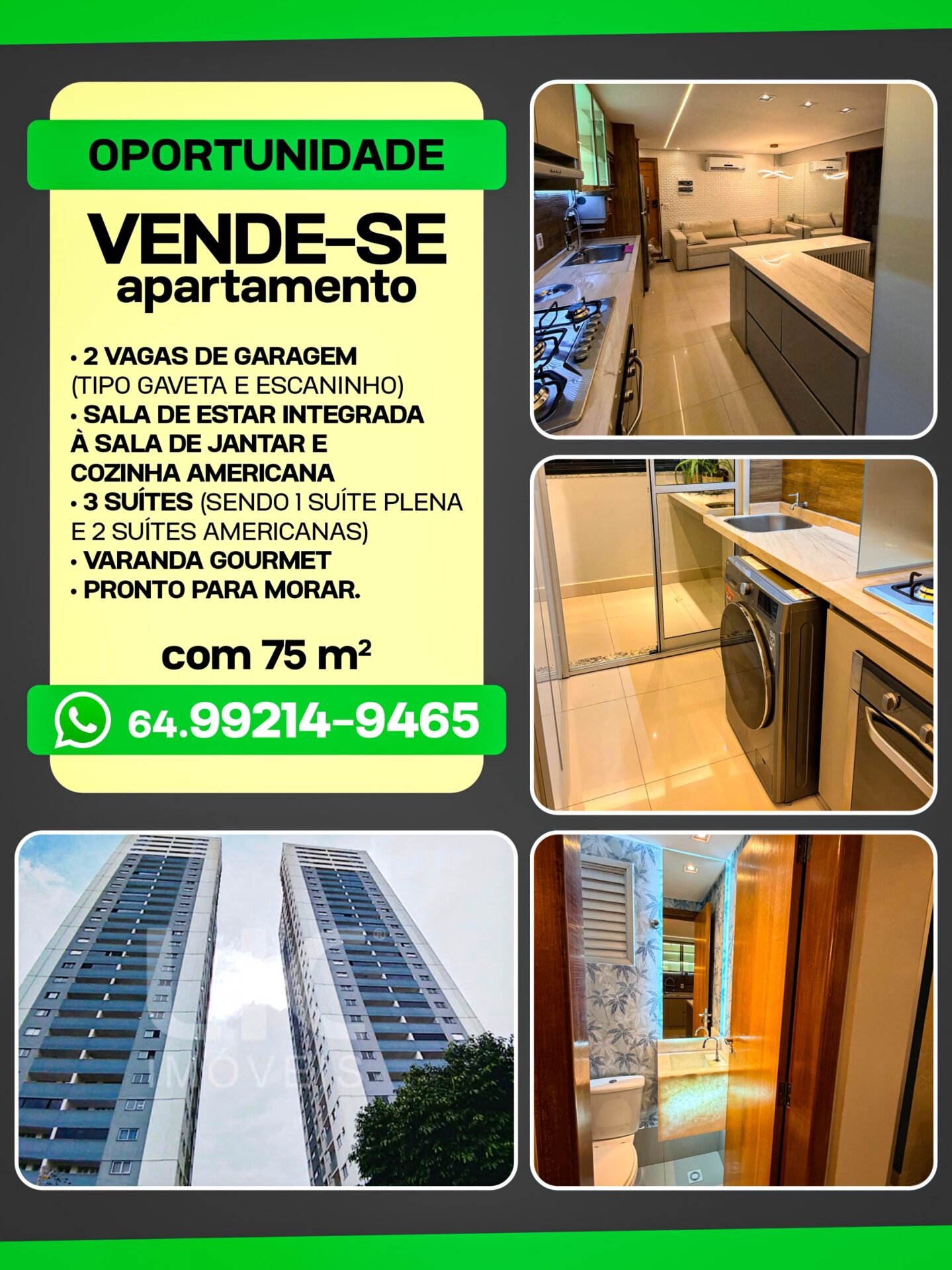 Vende-se apartamento em Goiânia com três suítes