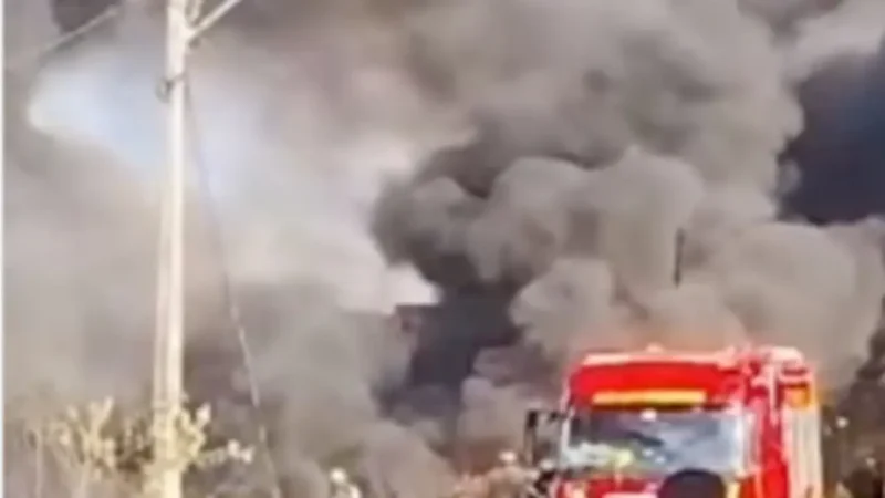 Incêndio atinge fábrica de esteiras rolantes em Goiânia