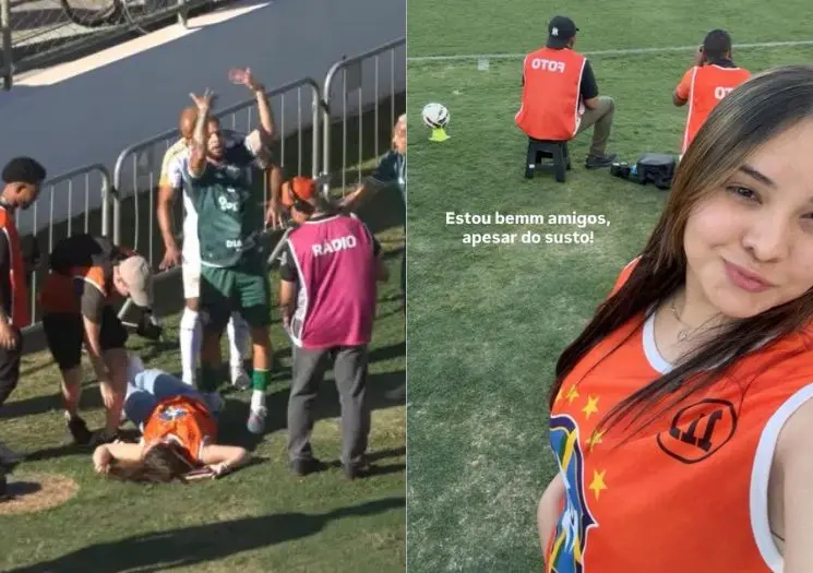 Criadora de conteúdo leva bolada na cabeça, desmaia e esclarece polêmica na Série D; confira