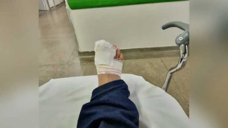 Fio atravessado na via deixa motociclista ferido em Goiânia